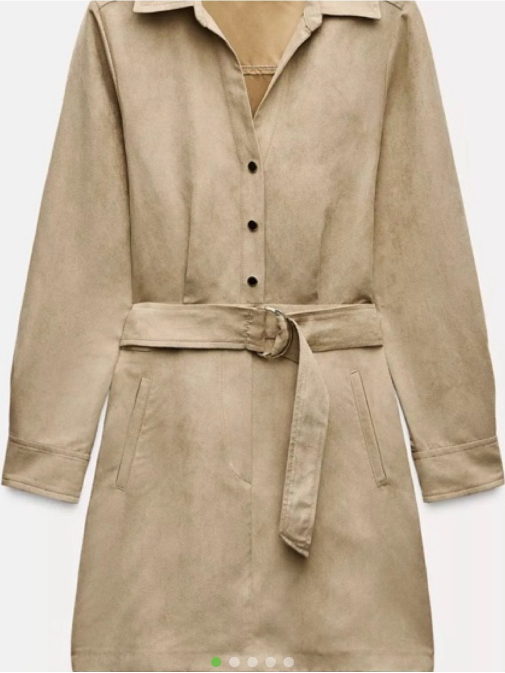 Zara Beige Belted Shirt Dress